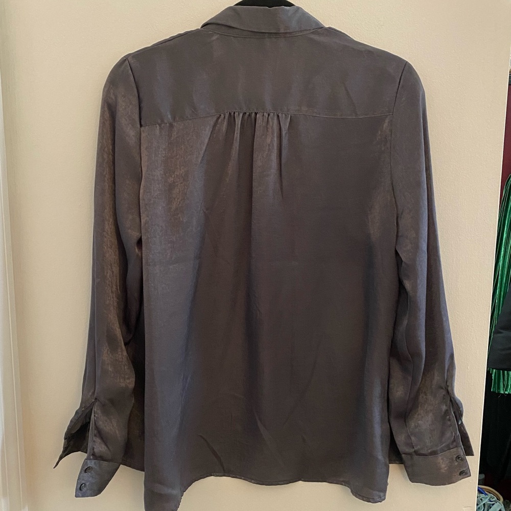 Metallic Silver Button Down - Picture 3 of 5